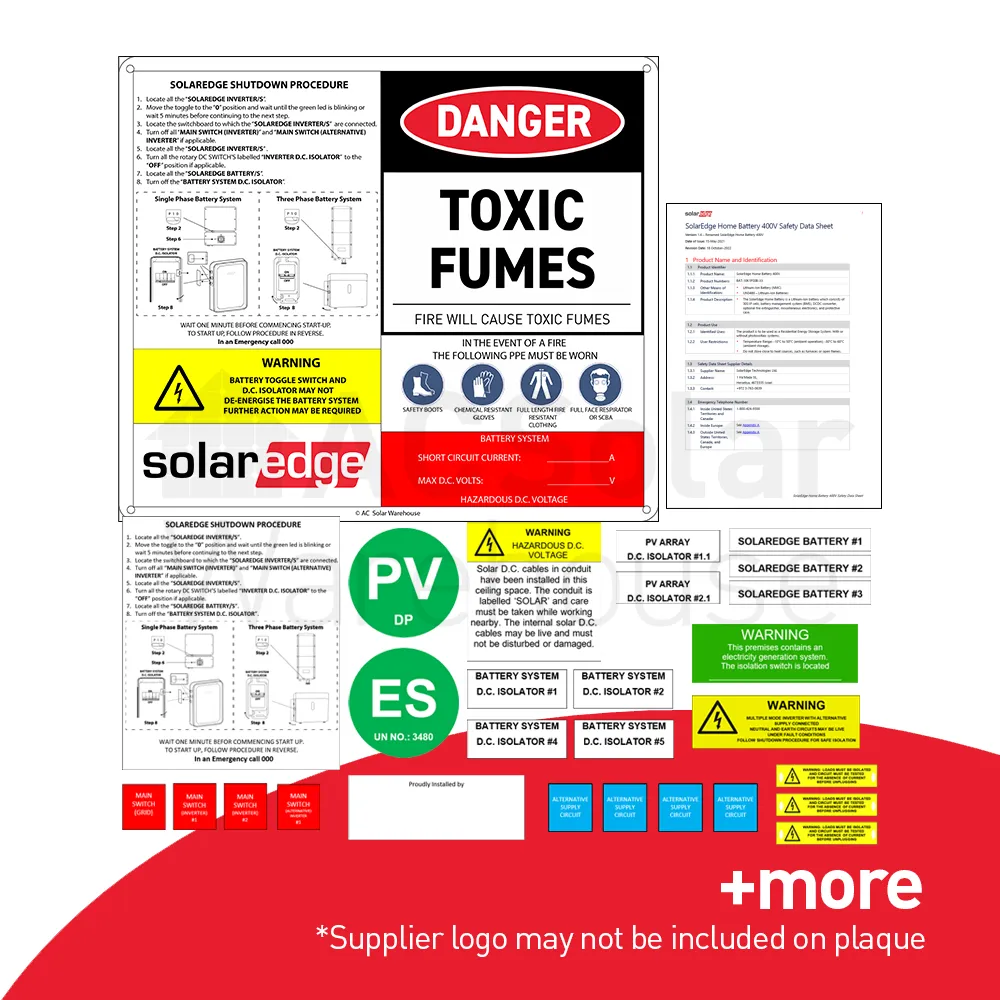 SolarEdge Battery Pro Plaque Label Kit | AC Solar Warehouse